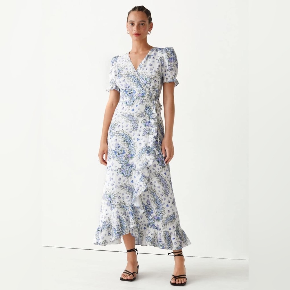 & Other Stories Linen Midi Wrap Dress